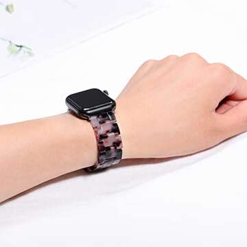 Wongeto Band Compatible with Apple Watch Band 38mm 40mm 41mm Series 6 7 5 4 3 2 1 & SE, Women Men with Stainless Steel Buckle,Fashion Resin iWatch Replacement Wristband Strap (Grey, 38/40/41mm)