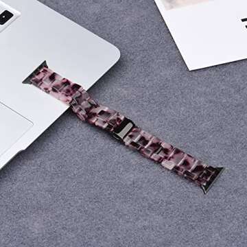 Wongeto Band Compatible with Apple Watch Band 38mm 40mm 41mm Series 6 7 5 4 3 2 1 & SE, Women Men with Stainless Steel Buckle,Fashion Resin iWatch Replacement Wristband Strap (Grey, 38/40/41mm)