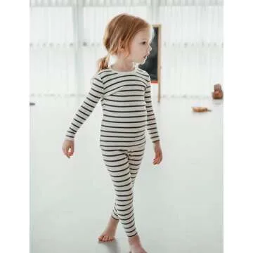 AVAUMA Baby Boys Girls Pajama Set 6M-7T Kids Cute Toddler Snug fit Pjs Cotton Sleepwear (Stripe_Brown XS)