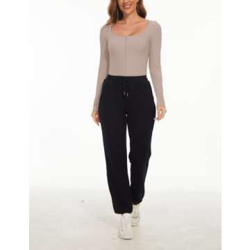 MISSACTIVER Women's V Neck Built in Shelf Bra Stitch Curve Hem Sleeveless Vest Racerback Padded Cropped Tank Top Workout Yoga(Medium, Long Sleeve-Green