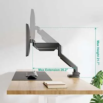 WALI Single Monitor Gas Spring Desk Mount, Heavy Duty Monitor Arm for Ultrawide Screen up to 35 inch...