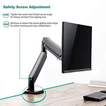 WALI Single Monitor Gas Spring Desk Mount, Heavy Duty Monitor Arm for Ultrawide Screen up to 35 inch, 33 lbs. Fully Adjustable, Mounting Holes 75 and 100 (GSM001XL), Black