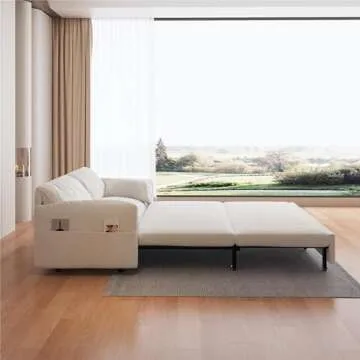 YESGIGA 70.1" Queen Pull Out Sofa Bed, 3-in-1 Convertible Sleeper Sofa with 2 Soft Pillows,Multi-Functional Velvet Loveseat Bed (Beige, 63.8")