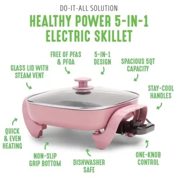 GreenLife 12" Electric Skillet - Nonstick & Versatile Cooking