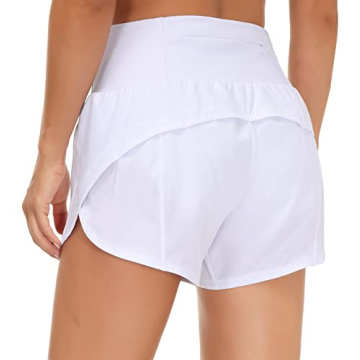 Origiwish Women's High Waisted Running Shorts with Liner Quick Dry Athletic Workout Shorts Zipper Po...