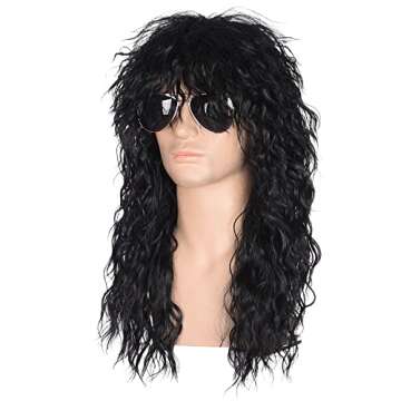 Morvally 80s Black Curly Hair Wig for Men - Best for Parties