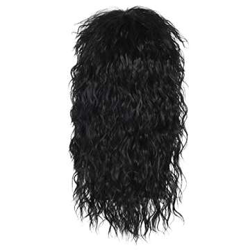 Morvally 80s Black Curly Hair Wig for Men - Best for Parties