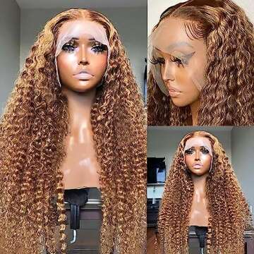 30 Inch Ombre Highlight 13x4 HD Lace Front Wig for Women Deep Wave Lace Frontal Human Hair Pre Pluck...