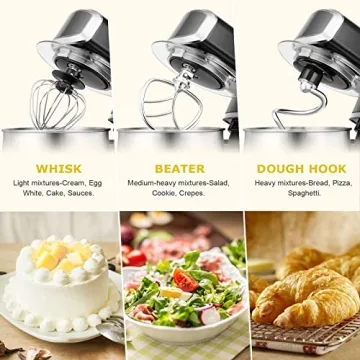 Portable 3.2Qt Stand Mixer with 6 Speeds & Accessories