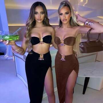 Suillty Women's 2 Piece Outfits for Party Clubwear