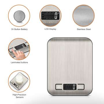 CROWNFUL Digital Kitchen Scale - 11lb Capacity