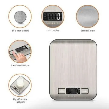 CROWNFUL Digital Kitchen Scale - 11lb Capacity