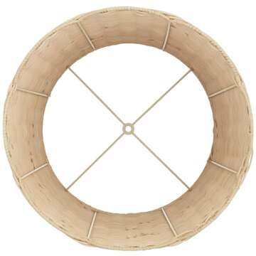 13" Top x 15 1/2" Bottom x 11 3/4" High x 11 3/4" Slant Lamp Shade Replacement Medium Beige Drum Round Tapered Coastal Natural Cottage Unbleached Rattan Scalloped Spider Harp Finial - Springcrest