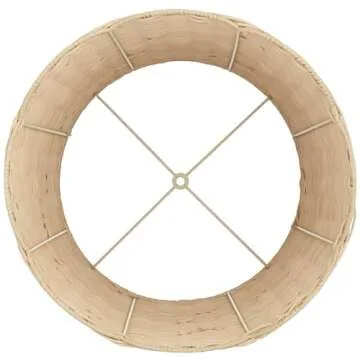 13" Top x 15 1/2" Bottom x 11 3/4" High x 11 3/4" Slant Lamp Shade Replacement Medium Beige Drum Round Tapered Coastal Natural Cottage Unbleached Rattan Scalloped Spider Harp Finial - Springcrest