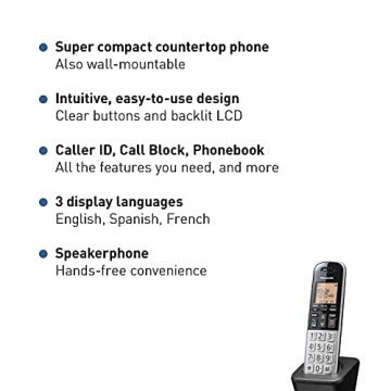 Panasonic Compact Cordless Phone - DECT 6.0 Technology