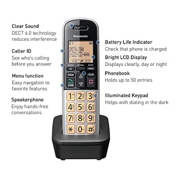 Panasonic Compact Cordless Phone - DECT 6.0 Technology