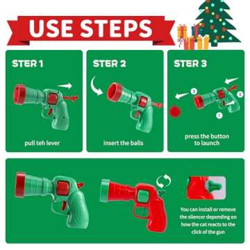 Hggha 52 Pcs Cat Ball Launcher,Funny Interactive Cat Toys for Bored Indoor Adult Cats, 50Pcs Plush C...