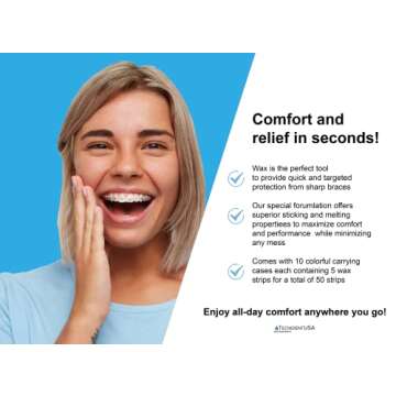 Braces Wax - 10 Pack for Dental Aligners, Unscented & Flavorless - Includes Reusable Travel Case - Food Grade