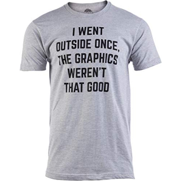 Funny Video Gamer Joke T-Shirt - I Went Outside Once - Sport Grey