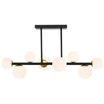 Light Society LS-C415-BK-FR Trieste 8 Chandelier/Island Light, Black/Frosted