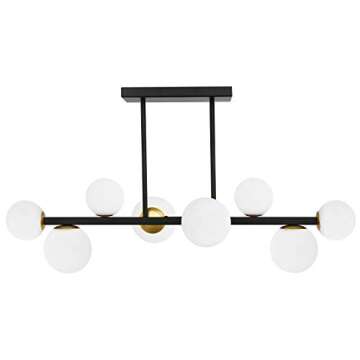 Light Society LS-C415-BK-FR Trieste 8 Chandelier/Island Light, Black/Frosted