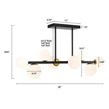 Light Society LS-C415-BK-FR Trieste 8 Chandelier/Island Light, Black/Frosted