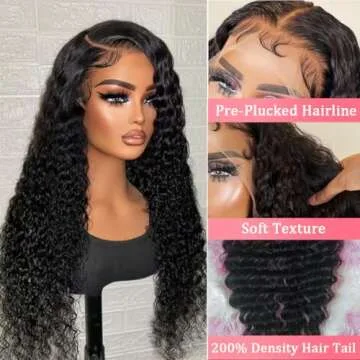RJCY 28 Inch Deep Wave Lace Front Wig for Women