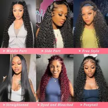 RJCY 28 Inch Deep Wave Lace Front Wig for Women