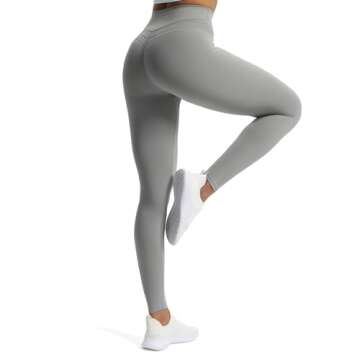 Aoxjox High Waisted Workout Leggings for Women Scrunch Tummy Control Luna Buttery Soft Yoga Pants 26" (Grey, Small)