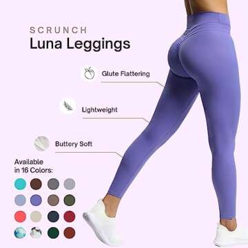 Aoxjox High Waisted Workout Leggings for Women Scrunch Tummy Control Luna Buttery Soft Yoga Pants 26" (Grey, Small)