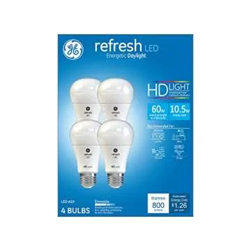 GE Refresh LED Light Bulbs, 60 Watt, Daylight, A19 (4 Pack)