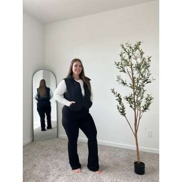 Aoxjox Women Penelope Puffer Vest Lightweight Autumn Winter Outerwear Warm Stand Collar Cropped Down...