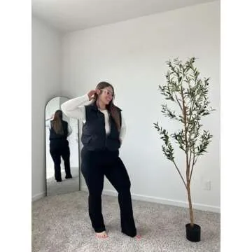 Aoxjox Women Penelope Puffer Vest Lightweight Autumn Winter Outerwear Warm Stand Collar Cropped Down with Pockets (Black, X-Small)