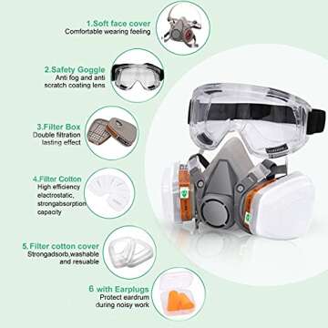 ANUNU Reusable Half Facepiece Respirator – Premium Dust and Gas Protection with Filters