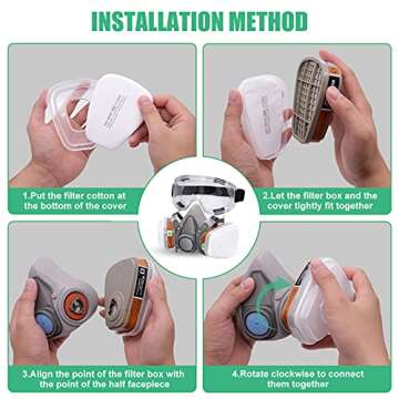 ANUNU Reusable Respirators Half Facepiece Cover for Safety