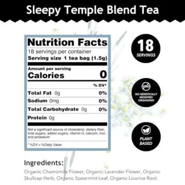 Buddha Teas Sleepy Temple Herbal Tea - Organic & Caffeine Free