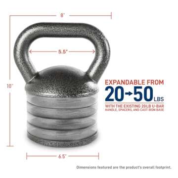 Apex Adjustable Heavy-Duty Exercise Kettlebell Weight Set Strength Training and Weightlifting Equipment for Home Gyms APKB-5009, Grey
