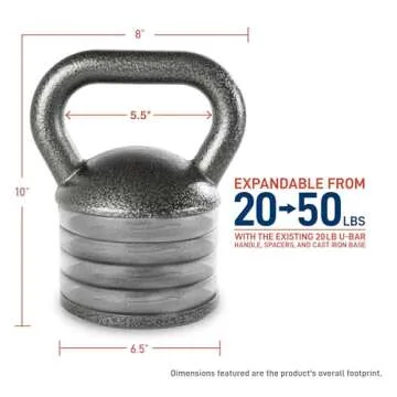 Apex Adjustable Heavy-Duty Exercise Kettlebell Weight Set Strength Training and Weightlifting Equipment for Home Gyms APKB-5009, Grey
