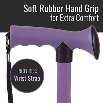 HealthSmart Folding Walking Stick with Soft Grip & Adjustable Design