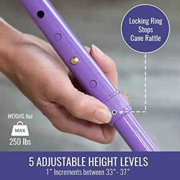 HealthSmart Folding Walking Stick with Soft Grip & Adjustable Design