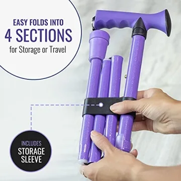 HealthSmart Folding Walking Stick with Soft Grip & Adjustable Design