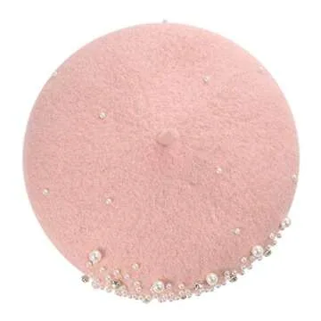 Boderier Women’s Pearl Beret - Chic Wool Hat for Winter