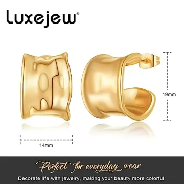 Stylish Chunky Gold Hoop Earrings for Women - Comfortable & Versatile