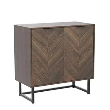 Nathan James Enloe Modern Sideboard Buffet Storage Accent Cabinet with Doors in a Rustic Walnut Fini...
