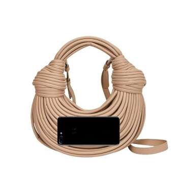 Hand Bread Women's Clutch Top Handle Satchel Shoulder Crossbody Creative Noodles Purses Underarm Bag Handbag (Apricot)
