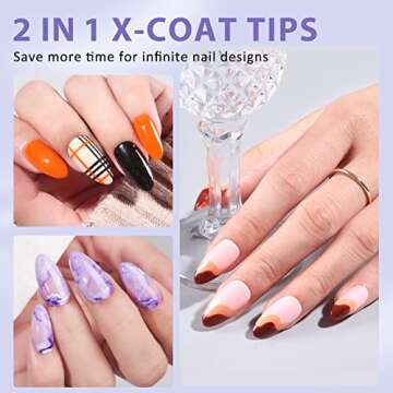 Almond Nail Tips Fake Nails - BTArtbox X-Coat Tips Natural with Tip Primer Cover, Stronger Nail Adhesion, Soft Gel Nail Tips, Pre-shaped Almond Gel Tips for Nail Art