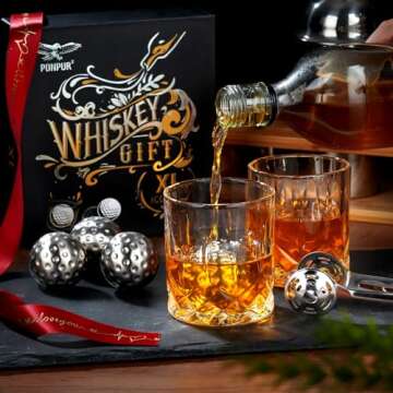 PONPUR Golf Whiskey Balls - Gift Set for Men & Dad
