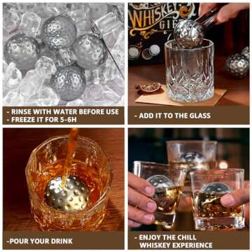 PONPUR Golf Whiskey Balls - Gift Set for Men & Dad