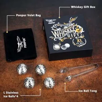 PONPUR Golf Whiskey Balls - Gift Set for Men & Dad