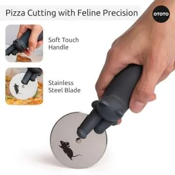 OTOTO Kitty Cut Pizza Cutter - Fun Kitchen Gift for Cat Lovers